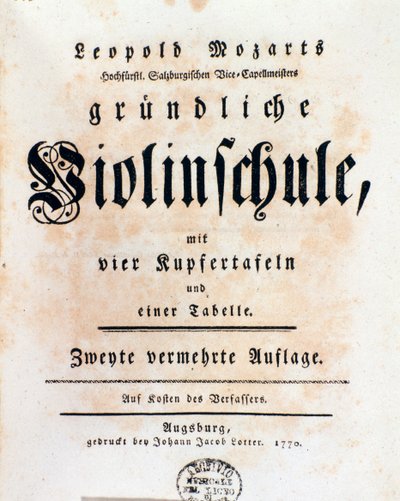 Title page of violin method by Leopold Mozart, father of Wolfgang Amadeus by Italian School